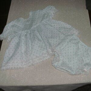 Sweet Vintage Blue Floral White Lace Trim Baby Doll Dress Matching Bloomers 12M